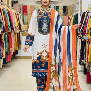 Ready Made Pure Dubai Silk Digital Print Three Piece Work Type: Digital Print Fabric: Pure Dubai Silk (luxurious & smooth finish)