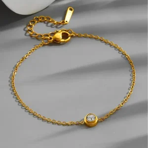 O shaped single diamond bracelet | stainless steel and color guaranteed