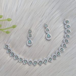 silver-plated American diamond necklace and earring set