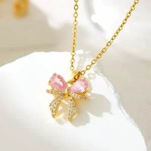 Bow tie zircon necklace | stainless steel and color guaranteed