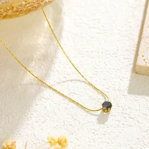 Six prong solitaire black necklace | stainless steel and color guaranteed