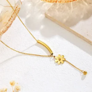 Bent tube daisy flower necklace | stainless steel and color guaranteed