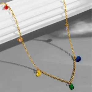 Seven color stone necklace | stainless steel and color guaranteed