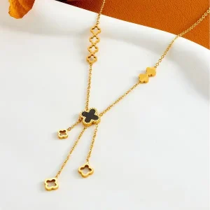 Four leaf tassel necklace | stainless steel and color guaranteed