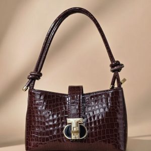 Shoulder Bag Series 1, a brown woven-look bag with a pleated front and gold-tone hardware. 490.00৳
