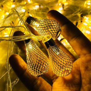 jhumka or pineapple-shaped metal fairy string light used for decorative lighting