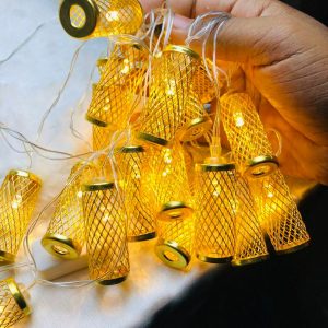 jhumka or pineapple-shaped metal fairy string light used for decorative lighting