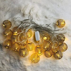 jhumka or pineapple-shaped metal fairy string light used for decorative lighting