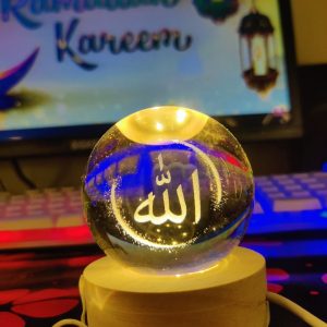 3D Islamic Crystal Ball Night Lamp featuring Allah calligraphy.