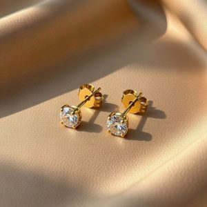solitaire diamond or moissanite stud earrings