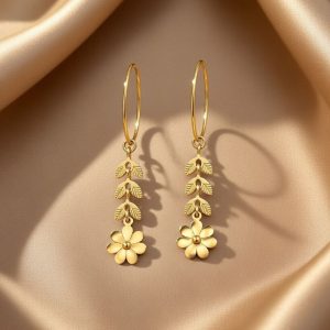 earrings are gold-plated floral drop earrings featuring