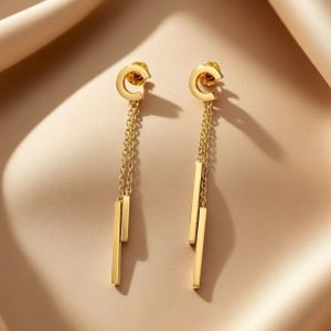 4K yellow gold drop earrings