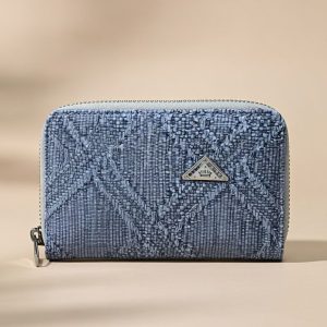 Guess Laurel Medium Zip Around Wallet in black faux leather.