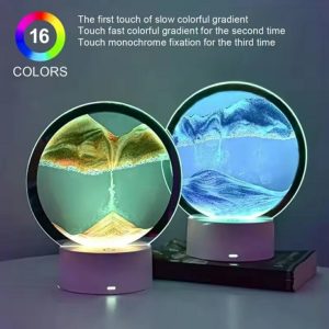 LED RGB Sandscape Lamp 3D Moving Sand Art Frame Night Light with 16 Colors Hourglass Light 3D Deep Sea Display