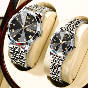 Olevs Stainless Steel fashionable Couple watches .