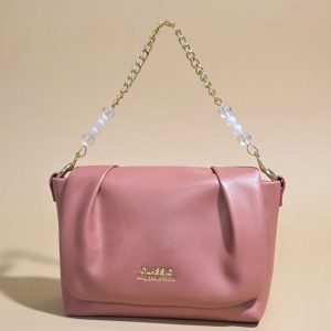 pink handbag.