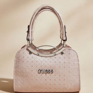 Guess satchel handbag in a light color like bone or beige.