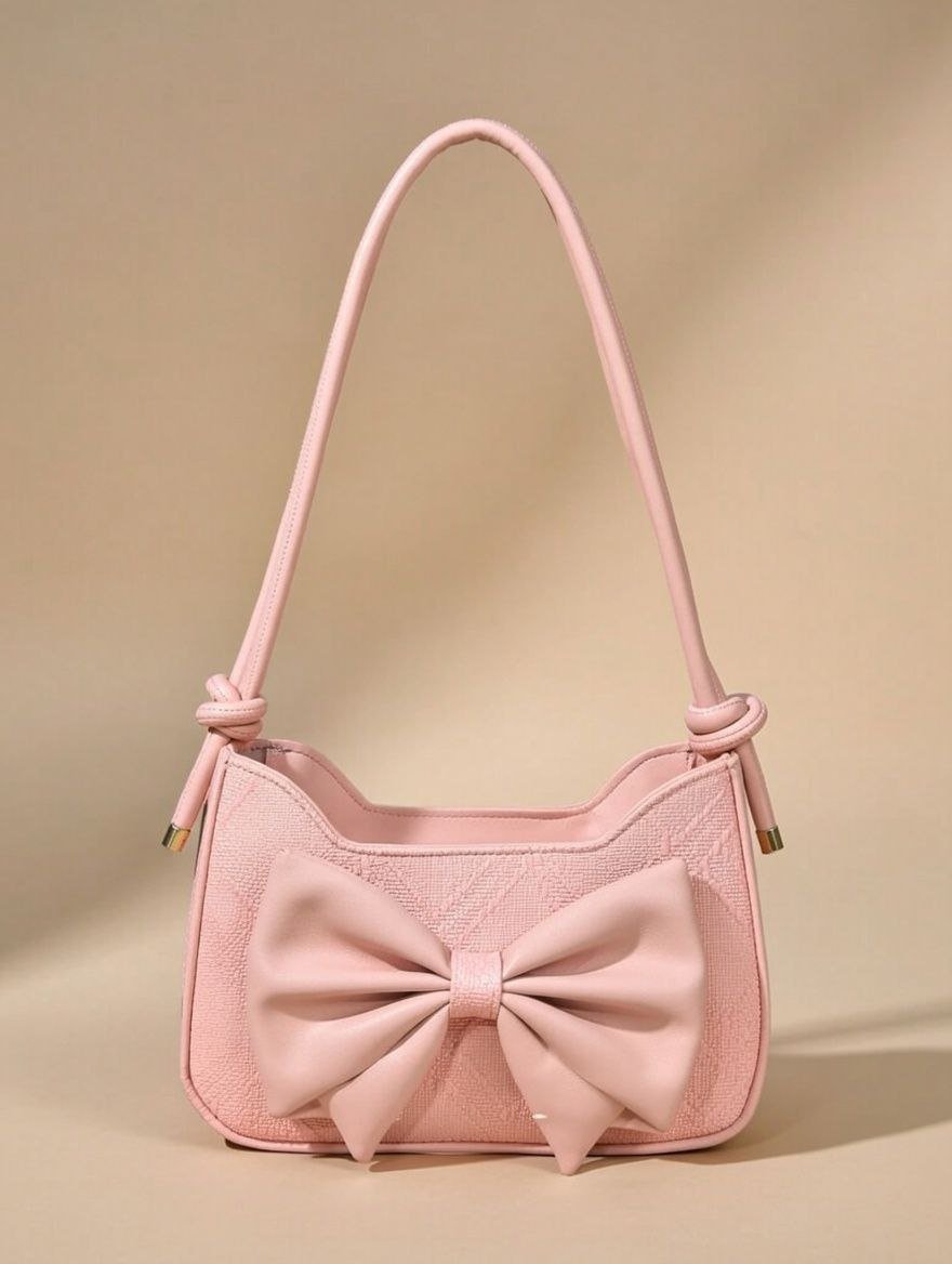 Pink Bow Knot-Handle Mini Shoulder Bag