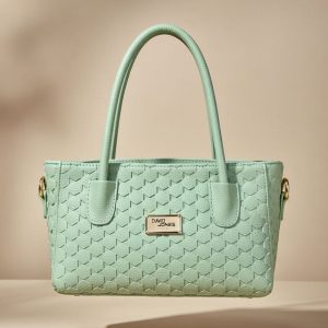 mint green handbag.
