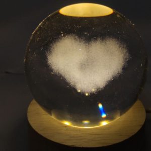 Kathiyawadi Deer 3D Crystal Ball Night Light featuring a laser-engraved glass globe on a wooden LED base