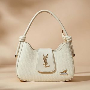 Saint Laurent Mini Le 5 à 7 hobo bag in white leather.