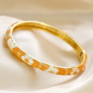 Painted enamel dripping copper bracelet