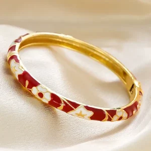 Painted enamel dripping copper bracelet