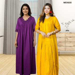 100% Soft Cotton Lais Work Gown Maxi Combo(Set of 2) MEX630