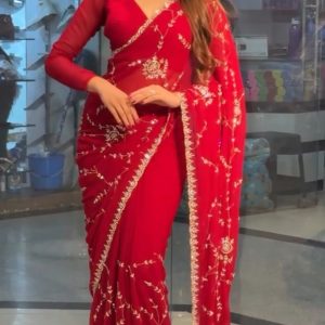 Chinigura Georgette Sequences Embroidery Sharee