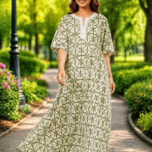 Premium Quality lace work cotton Kaftan Maxi KAF188