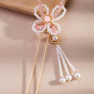 Classic Elegant Butterfly Pearl Hairpin