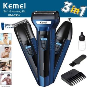Kemei KM-6330 3 In 1 Rechargeable Hair Clipper Shaver Beard Styling Hair Removal Machine Nose Trimmer For Men (P-3593)